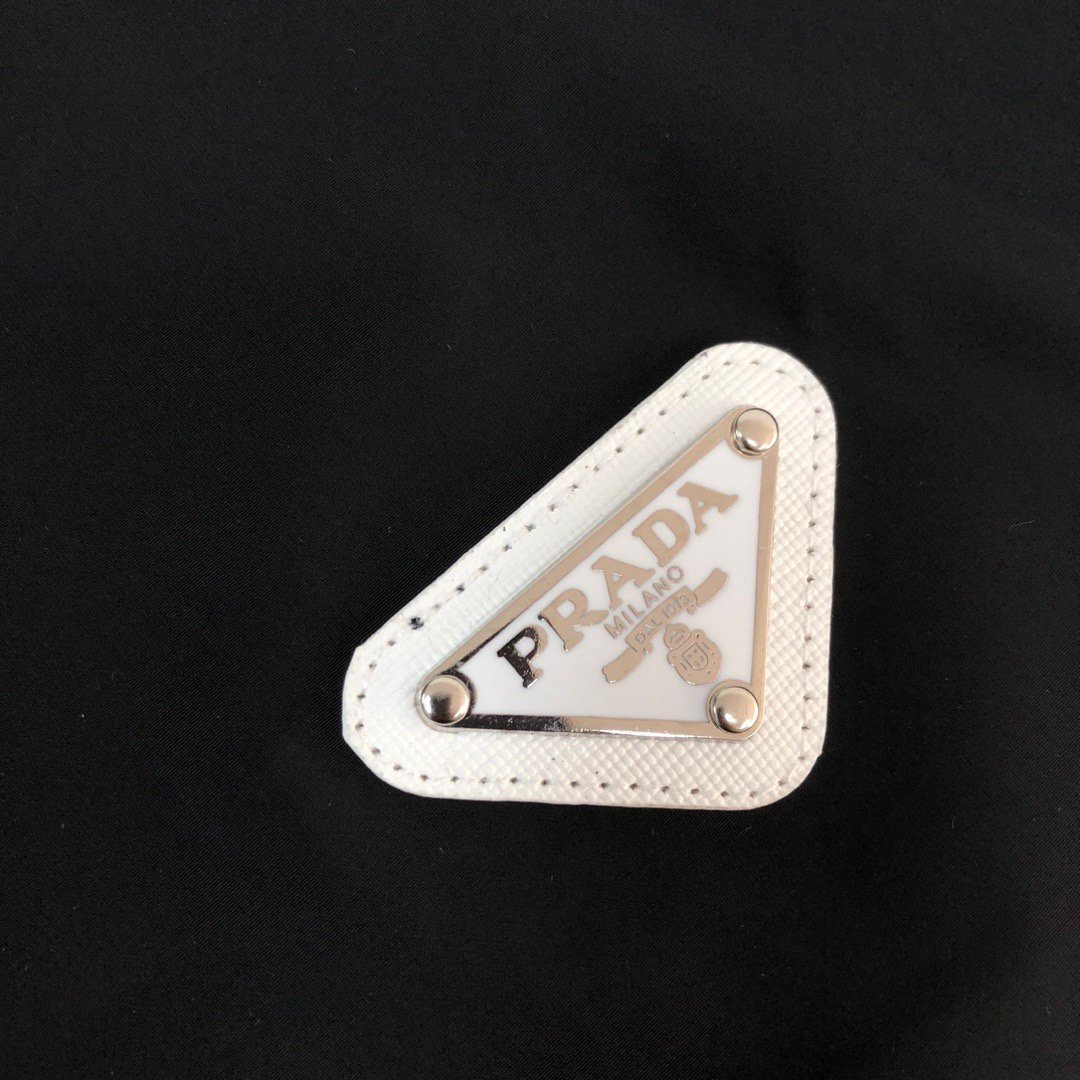 Prada Re-Nylon White Zipper Windbreaker Black